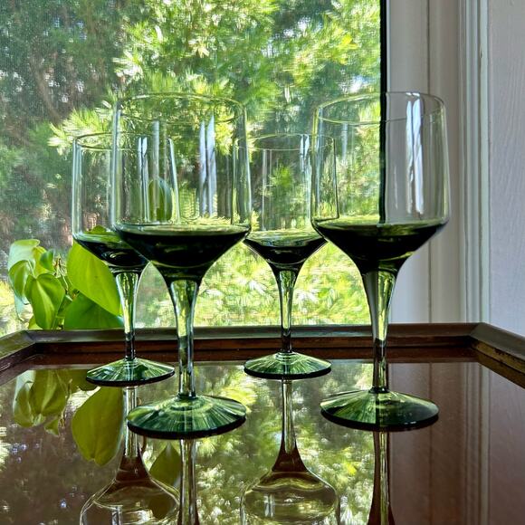 Orrefors Rhapsody Mid Century Smoke Crystal Wine Glasses set of 4 - Picture 5 of 12
